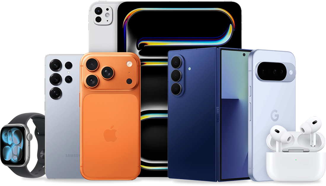 Smartphones, tablets, earbuds and a smartwatch available through the device leasing program